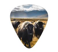 Guitar picks 12 pieces WZYWHJ The cattle on the grassland Printing comfortable feel clear tone moderate thickness suitable for guitar and electric guitar