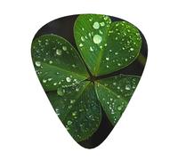 Guitar picks 12 pieces WZYWHJ Three-leaf clover scattered with water droplets Printing comfortable feel clear tone moderate thickness suitable for guitar and electric guitar