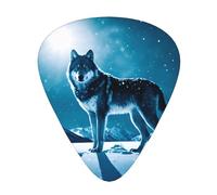 Guitar picks 12 pieces WZYWHJ Wolf on snowy mountain Prints comfortable feel clear tone moderate thickness suitable for guitar and electric guitar