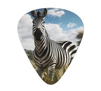 Guitar picks 12 pieces WZYWHJ Zebra on the grassland Printing comfortable feel clear tone moderate thickness suitable for guitar and electric guitar