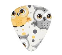 Guitar Picks 120 PCS, Animal Cartoon Owls Cute Printed Funny Guitar Picks for Acoustic Guitar, Electric Guitar, Bass Guitar(0.46,0.71,0.96 mm)