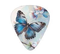 Guitar Picks 144 PCS, Blue Butterfly On Blossom Flower Printed Funny Guitar Picks for Acoustic Guitar, Electric Guitar, Bass Guitar(0.46,0.71,0.96 mm)