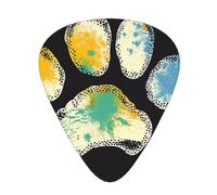Guitar Picks 144 PCS, Colorful Dog Paw Print Black Printed Funny Guitar Picks for Acoustic Guitar, Electric Guitar, Bass Guitar(0.46,0.71,0.96 mm)