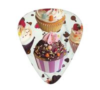 Guitar Picks 144 PCS, Delicious Cupcakes Printed Funny Guitar Picks for Acoustic Guitar, Electric Guitar, Bass Guitar(0.46,0.71,0.96 mm)