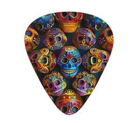 Guitar Picks 216 PCS, Colorful Sugar Skulls Printed Funny Guitar Picks for Acoustic Guitar, Electric Guitar, Bass Guitar(0.46,0.71,0.96 mm)