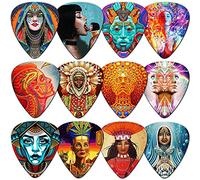 Guitar Picks 24 Medium Pack with Tin Box,Unique Artistic Celluloid Guitar Pick for Bass Electric Guitar Acoustic Guitar Lovers Gift (Mix-4)