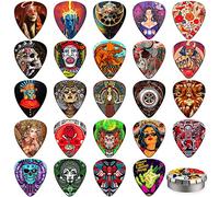 Guitar Picks,24 Pack Guitar Plectrums Thin, Medium, Heavy & Extra Heavy Picks with Tin Box,Personalised Plectrums for Acoustic,Bass,Electric Guitar Includes 0.46mm 0.71mm 0.96mm 1.2mm(Mix-4)