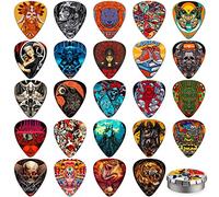Guitar Picks,24 Pack Guitar Plectrums Thin, Medium, Heavy & Extra Heavy Picks with Tin Box,Personalised Plectrums for Acoustic,Bass,Electric Guitar Includes 0.46mm 0.71mm 0.96mm 1.2mm(Mix-2)