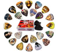 Guitar Picks,24 Pack Medium Guitar Pick Variety Pack,Guitar Picks for Acoustic Guitar Electric Guitar Bass 0.71 mm with Guitar Pick Holder (World Famous Paintings, Medium (0.71mm))