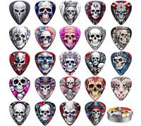 Guitar Picks,24 Pack Skull Plectrums Thin, Medium, Heavy Guitar Pick,Plectrums for Acoustic Guitars,Electric Guitars,Bass 0.46 0.71 0.96 1.2mm(Mix-8)