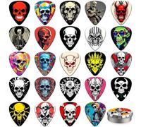 Guitar Picks 24 Pcs,4 Thicknesses Skull Plectrums with Storage Box(Mix-9)