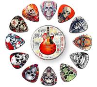 Guitar Picks, 24 Pieces 0.46 0.71 0.96 1.20mm Thin Medium Heavy Guitar Picks Skull Design Guitar Picks for Acoustic Guitar Electric Guitar Bass Ukulele (Mix-7)