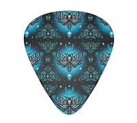 Guitar Picks 3 Different Thickness occultism goth moth Dead skull moon Celluloid Guitar Pick Plectrums For Bass, Electric, Acoustic Guitars Includes 0.46mm, 0.71mm, 0.96mm