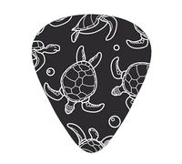 Guitar Picks,3d Rose Cheloniidae Turtle Linear Graphic Animal Turtle For Acoustic Guitar, Electric Guitar, Bass,Ukulele Three Size(12 Pack)