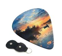 Guitar Picks 6 Pack 0.71mm for Men Women Beginners | Fishing Scenic Printed Guitar Picks For Acoustic Electric Bass Ukulele Gift