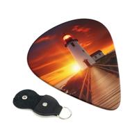 Guitar Picks 6 Pack 0.71mm for Men Women Beginners | Sunset At The Seaside Printed Guitar Picks For Acoustic Electric Bass Ukulele Gift