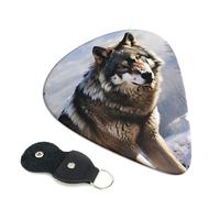 Guitar Picks 6 Pack A wolf standing in a snow-covered area Print Personalized Guitar Picks with Organizer Storage Box Guitar Plectrum Guitar Accessories for Bass Electric Ukulele Guitar Players