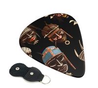Guitar Picks 6 Pack African Ritual Ethnic Tribal Print Personalized Guitar Picks with Organizer Storage Box Guitar Plectrum Guitar Accessories for Bass Electric Ukulele Guitar Players