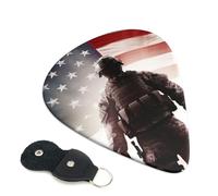 Guitar Picks 6 Pack American Flag Soldier Print Personalized Guitar Picks with Organizer Storage Box Guitar Plectrum Guitar Accessories for Bass Electric Ukulele Guitar Players