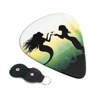 Guitar Picks 6 Pack Animated Mermaid Kissing Fish Print Personalized Guitar Picks with Organizer Storage Box Guitar Plectrum Guitar Accessories for Bass Electric Ukulele Guitar Players