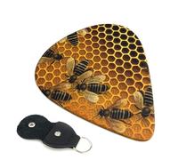 Guitar Picks 6 Pack Bees on hive Print Personalized Guitar Picks with Organizer Storage Box Guitar Plectrum Guitar Accessories for Bass Electric Ukulele Guitar Players