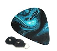 Guitar Picks 6 Pack Black and blue swirl pictures Print Personalized Guitar Picks with Organizer Storage Box Guitar Plectrum Guitar Accessories for Bass Electric Ukulele Guitar Players