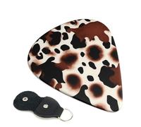 Guitar Picks 6 Pack Black and brown cow spots Print Personalized Guitar Picks with Organizer Storage Box Guitar Plectrum Guitar Accessories for Bass Electric Ukulele Guitar Players