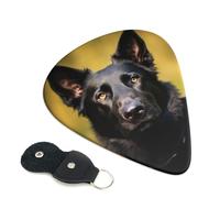 Guitar Picks 6 Pack Black german shepherd dog Print Personalized Guitar Picks with Organizer Storage Box Guitar Plectrum Guitar Accessories for Bass Electric Ukulele Guitar Players