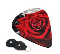 Guitar Picks 6 Pack Black White and Red Roses Print Personalized Guitar Picks with Organizer Storage Box Guitar Plectrum Guitar Accessories for Bass Electric Ukulele Guitar Players