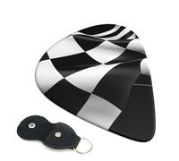 Guitar Picks 6 Pack Black White Formula Checkered Flags Pattern Print Personalized Guitar Picks with Organizer Storage Box Guitar Plectrum Guitar Accessories for Bass Electric Ukulele Guitar Players