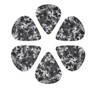 Guitar Picks 6 Pack Black White Gray Camouflage Print Guitar Pick Holder Personalized Guitar Picks for Acoustic Guitars Violin Ukulele Bass