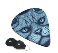 Guitar Picks 6 Pack Blue cat head pattern Print Personalized Guitar Picks with Organizer Storage Box Guitar Plectrum Guitar Accessories for Bass Electric Ukulele Guitar Players