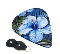 Guitar Picks 6 Pack Blue flower tropical Print Personalized Guitar Picks with Organizer Storage Box Guitar Plectrum Guitar Accessories for Bass Electric Ukulele Guitar Players