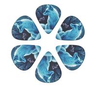 Guitar Picks 6 Pack Blue Fox Print Guitar Pick Holder Personalized Guitar Picks for Acoustic Guitars Violin Ukulele Bass