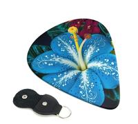 Guitar Picks 6 Pack Blue hawaiian flower Print Personalized Guitar Picks with Organizer Storage Box Guitar Plectrum Guitar Accessories for Bass Electric Ukulele Guitar Players