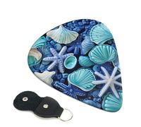 Guitar Picks 6 Pack Blue shell Print Personalized Guitar Picks with Organizer Storage Box Guitar Plectrum Guitar Accessories for Bass Electric Ukulele Guitar Players