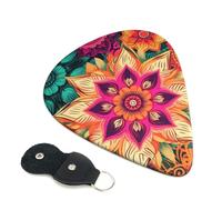 Guitar Picks 6 Pack Boho Mandala Colorful Flowers Print Personalized Guitar Picks with Organizer Storage Box Guitar Plectrum Guitar Accessories for Bass Electric Ukulele Guitar Players