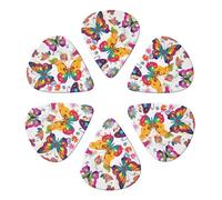 Guitar Picks 6 Pack Butterflies and Flower Print Guitar Pick Holder Personalized Guitar Picks for Acoustic Guitars Violin Ukulele Bass