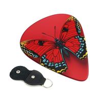 Guitar Picks 6 Pack Butterfly on red background Print Personalized Guitar Picks with Organizer Storage Box Guitar Plectrum Guitar Accessories for Bass Electric Ukulele Guitar Players