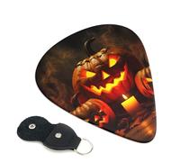Guitar Picks 6 Pack Candle lit Halloween Pumpkins Print Personalized Guitar Picks with Organizer Storage Box Guitar Plectrum Guitar Accessories for Bass Electric Ukulele Guitar Players