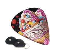 Guitar Picks 6 Pack Candy and ice cream Print Personalized Guitar Picks with Organizer Storage Box Guitar Plectrum Guitar Accessories for Bass Electric Ukulele Guitar Players