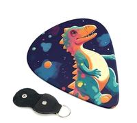 Guitar Picks 6 Pack Cartoon dinosaur in space Print Personalized Guitar Picks with Organizer Storage Box Guitar Plectrum Guitar Accessories for Bass Electric Ukulele Guitar Players
