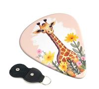 Guitar Picks 6 Pack Cartoon giraffe and flowers Print Personalized Guitar Picks with Organizer Storage Box Guitar Plectrum Guitar Accessories for Bass Electric Ukulele Guitar Players