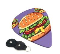 Guitar Picks 6 Pack Cartoon hamburger Print Personalized Guitar Picks with Organizer Storage Box Guitar Plectrum Guitar Accessories for Bass Electric Ukulele Guitar Players