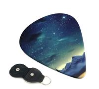 Guitar Picks 6 Pack Celestial Night Sky Print Personalized Guitar Picks with Organizer Storage Box Guitar Plectrum Guitar Accessories for Bass Electric Ukulele Guitar Players