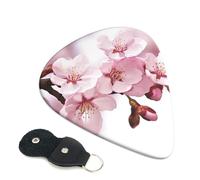 Guitar Picks 6 Pack Cherry Blossom Print Personalized Guitar Picks with Organizer Storage Box Guitar Plectrum Guitar Accessories for Bass Electric Ukulele Guitar Players