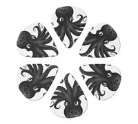 Guitar Picks 6 Pack Classic Black Octopus Print Guitar Pick Holder Personalized Guitar Picks for Acoustic Guitars Violin Ukulele Bass