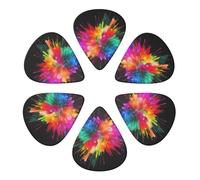 Guitar Picks 6 Pack color explosion Print Guitar Pick Holder Personalized Guitar Picks for Acoustic Guitars Violin Ukulele Bass