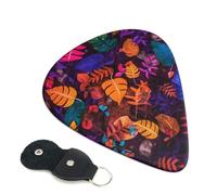 Guitar Picks 6 Pack Colorful leaves and flowers Print Personalized Guitar Picks with Organizer Storage Box Guitar Plectrum Guitar Accessories for Bass Electric Ukulele Guitar Players