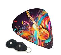 Guitar Picks 6 Pack Colorful Musical Print Guitar Pick Holder Personalized Guitar Picks for Acoustic Guitars Violin Ukulele Bass